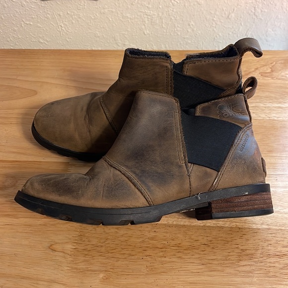 SOREL Emilie Chelsea Waterproof Ankle Boots Brown Winter Size 6 - Picture 2 of 6